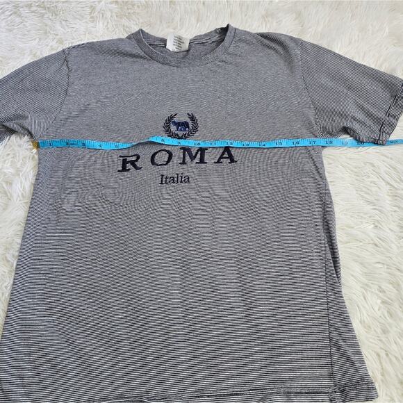 Roma Italia Gray Striped Soft Cotton Tee Medium - Picture 7 of 10